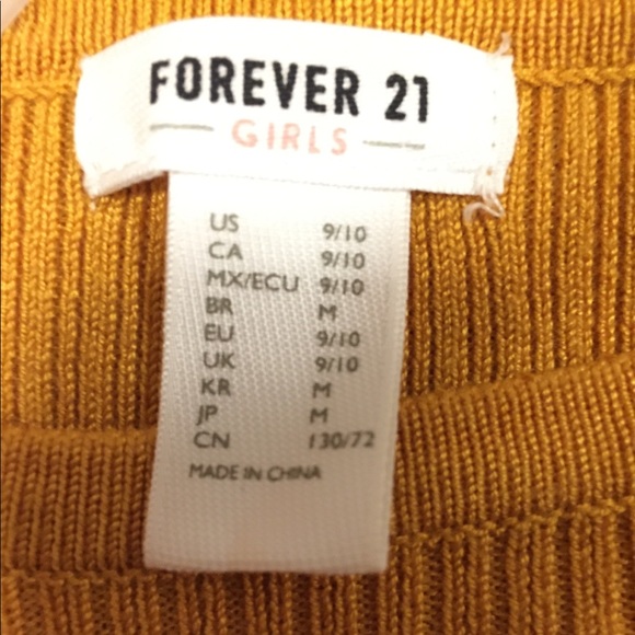 A Forever 21 mustard yellow long sleeved shirt. - Picture 3 of 3
